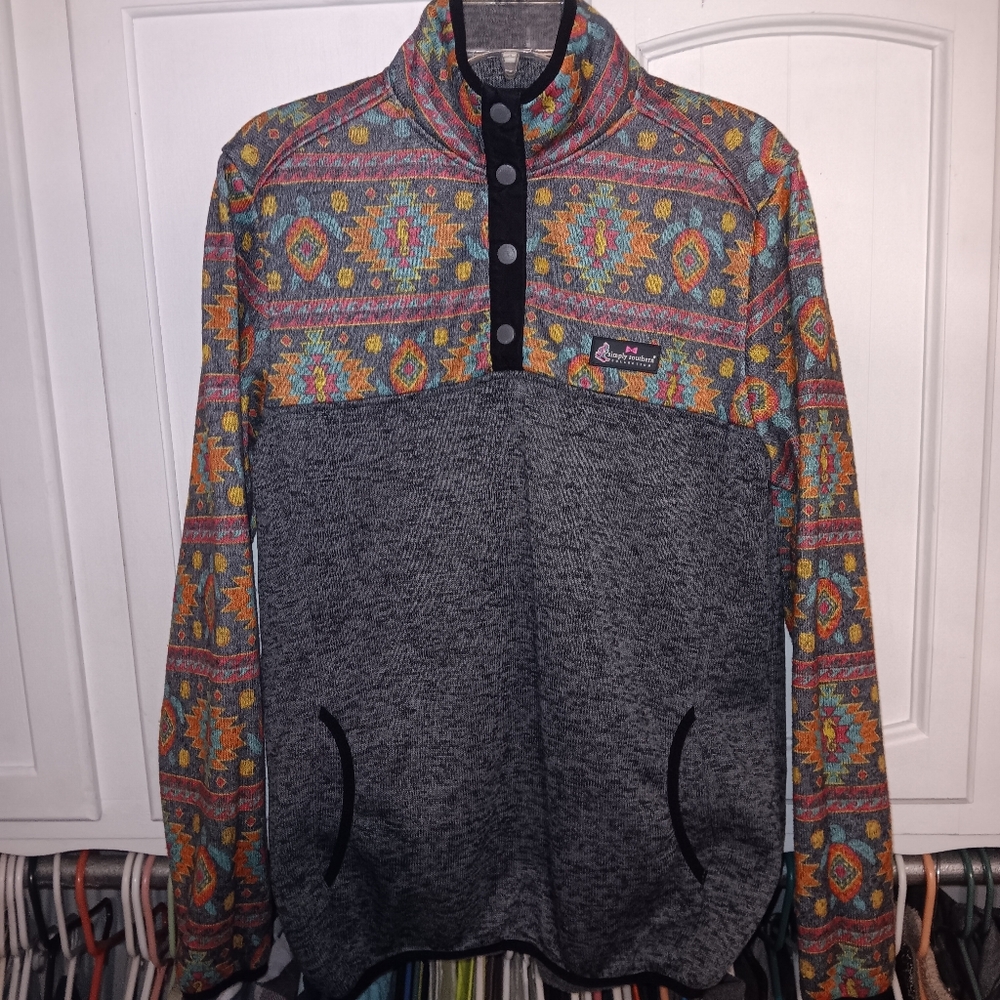 Women's Simply Southern Aztec Fleece Pullover 1/4 Snap (L)